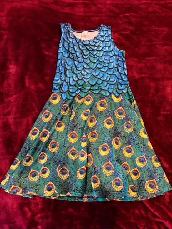 Other - Girls Peacock Print Sleeveless Dress/Costume- Blue & Green